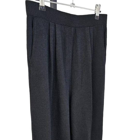 St. John Basics Santana Knit Pleated Straight High Rise Crop Pants Black Size 12 - Picture 7 of 12